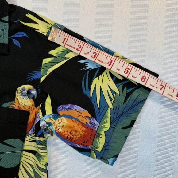 Vintage RJC Parrot Print YOUTH Sz 8 Button Up Hawaiian Tropical Shirt Made USA - Picture 10 of 11